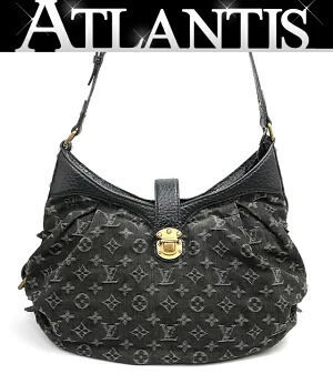 Louis Vuitton Denim Shoulder Bag Monogram Black